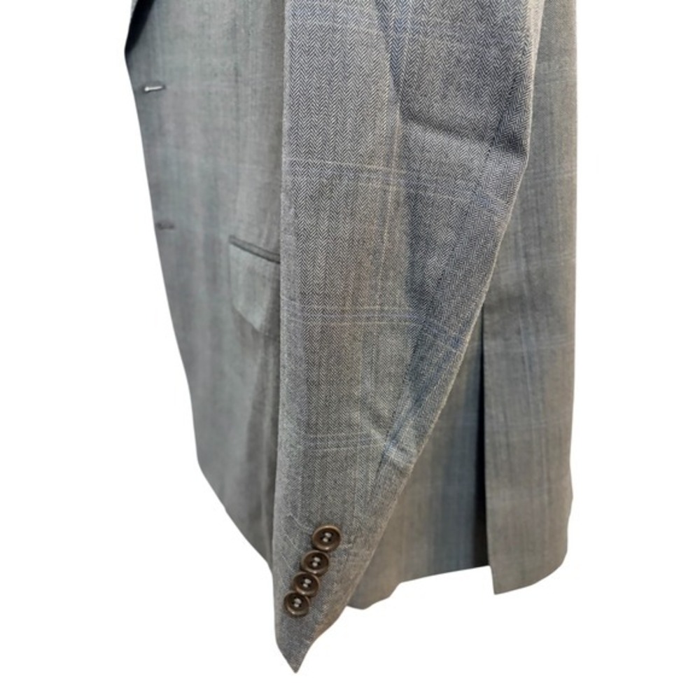 CANALI Italy Mens Grey Plaid Wool Suit Jacket Blazer Made in Italy Size 58 - Picture 4 of 9